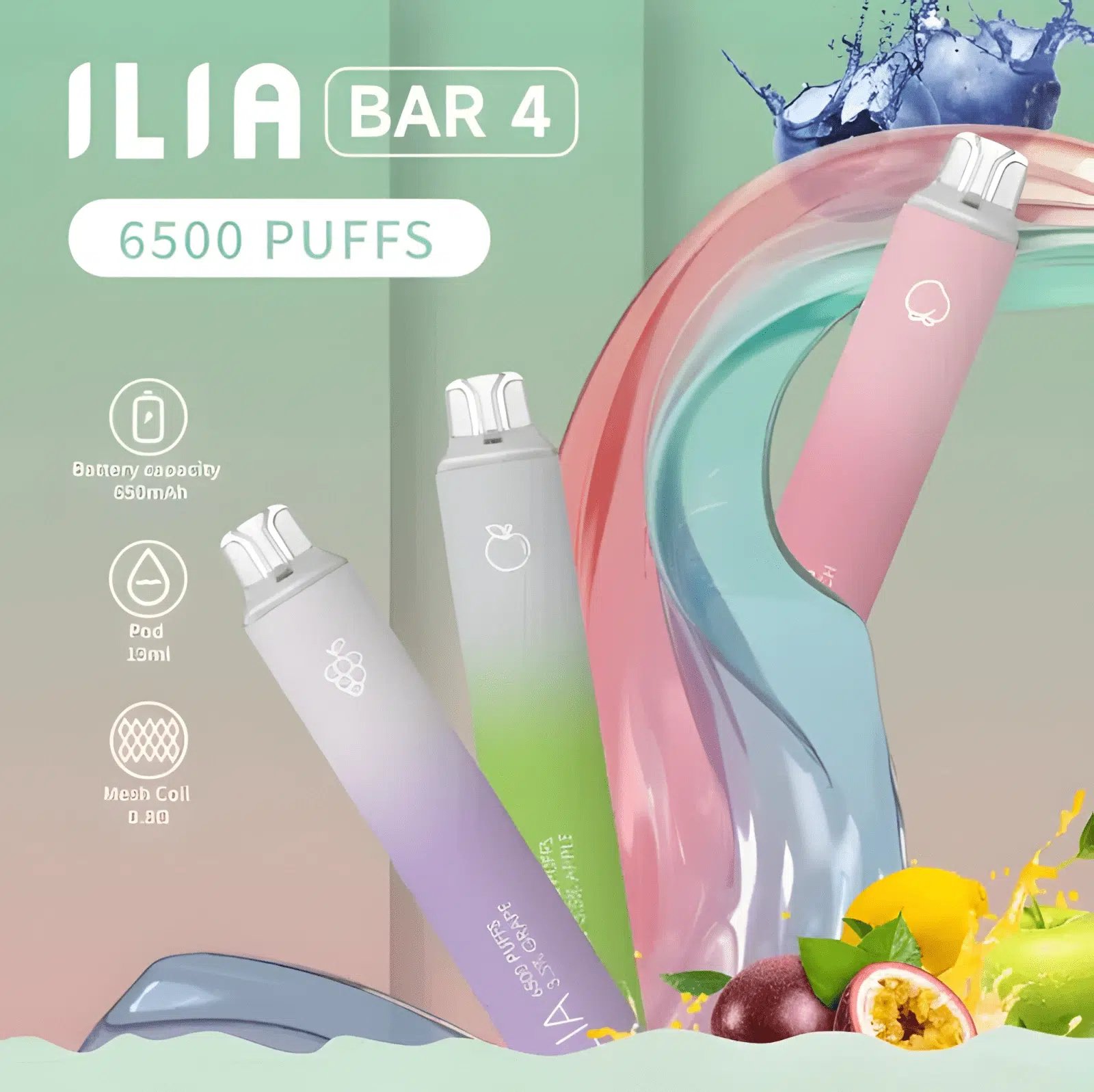 ILIA 哩亞 Bar4 6500抛棄式 多口味水果冰系激爽口感 獨家不漏油順滑霧化 10ml 大容量長效使用 Type-C 充電支援 台灣現貨速發:圖片 2